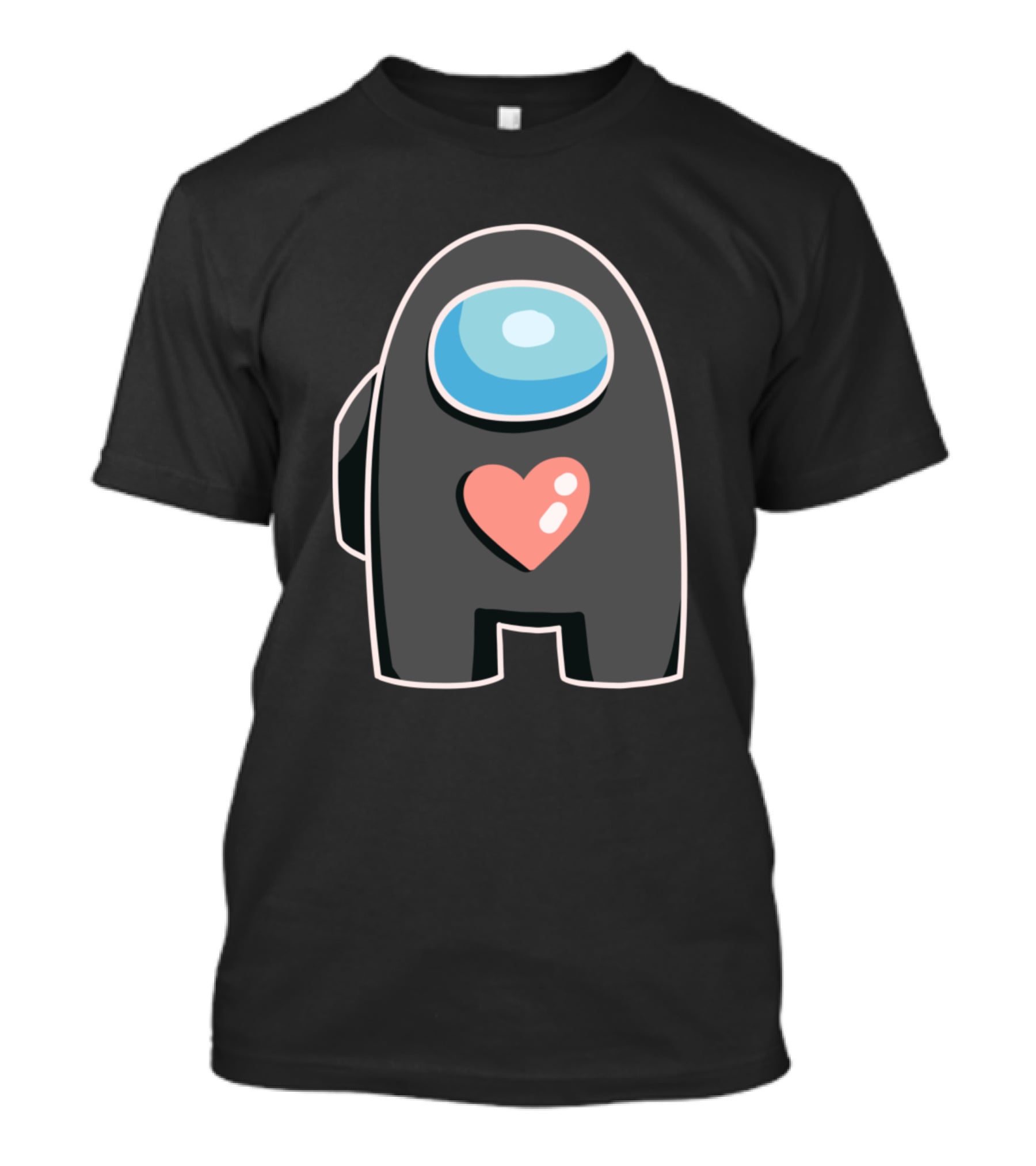 Black Among Us Crewmate With Pink Heart T-Shirt