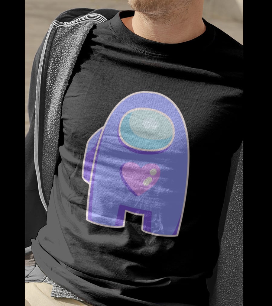 Blue Violet Among Us Crewmate Heart T-Shirt