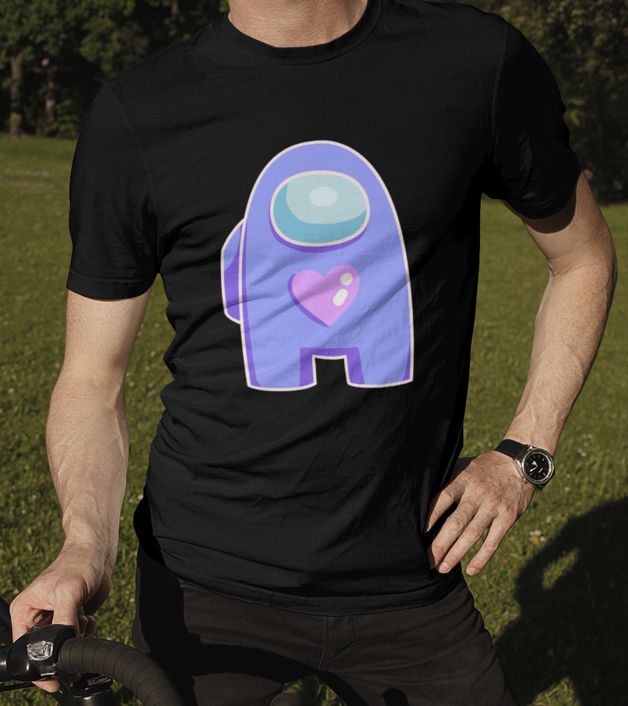 Blue Violet Among Us Crewmate Heart T-Shirt