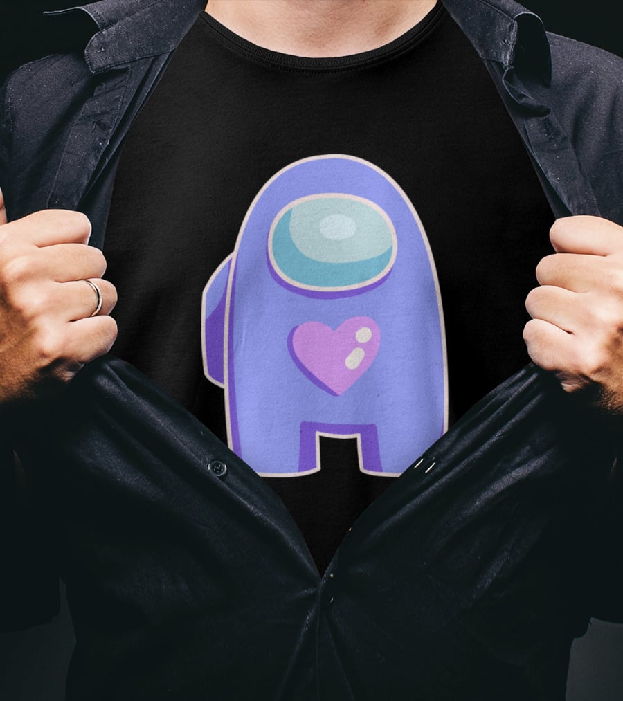 Blue Violet Among Us Crewmate Heart T-Shirt