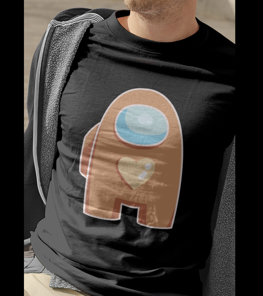 Brown Crewmate With Heart Among Us T-Shirt