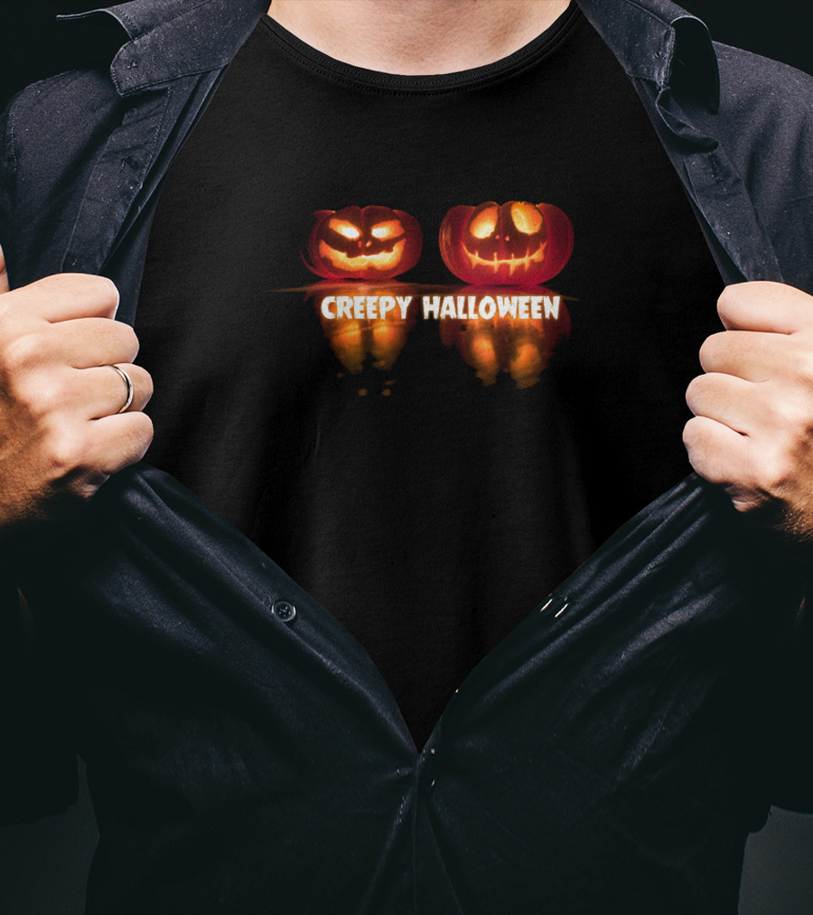 Creepy Halloween Pumpkin Reflections T-Shirt
