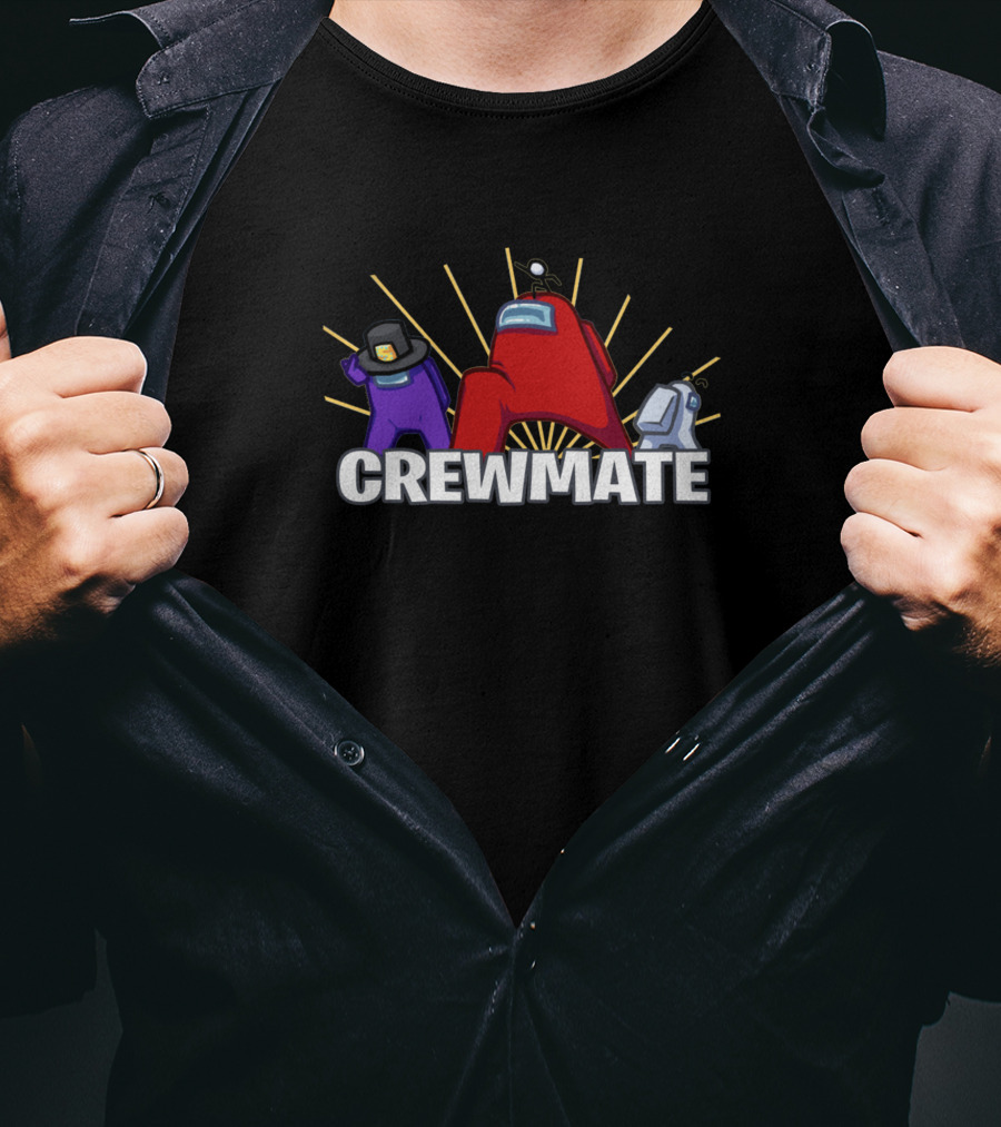 Crewmate Characters With Hats And Sunburst Among Us2uprx T-Shirt
