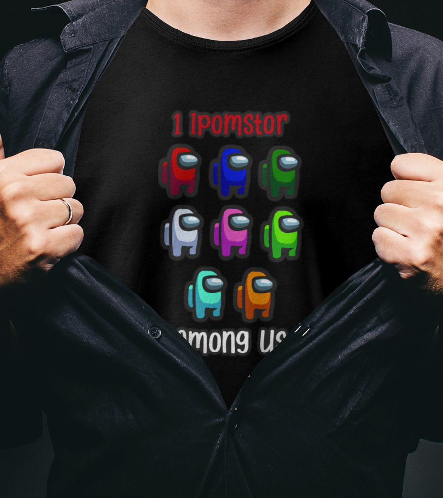 1 Impostor Among Us With Six Crewmates In Different Colors T-Shirt