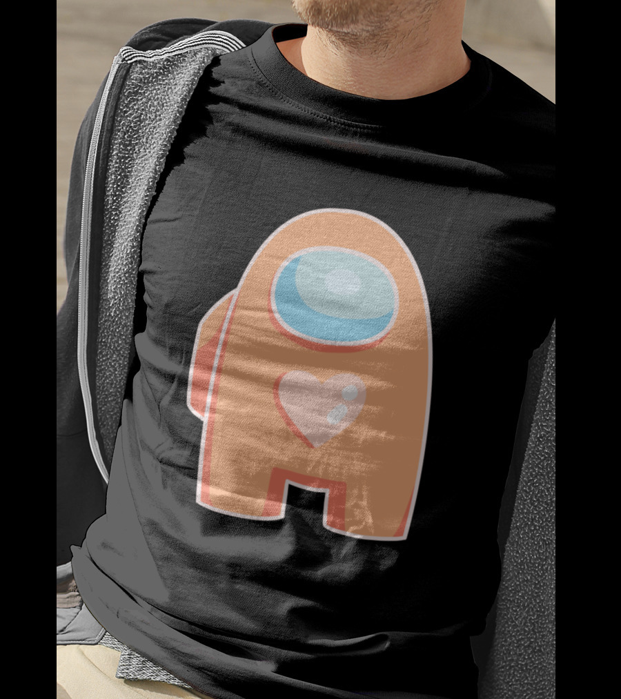 Orange Among Us Crewmate With Heart T-Shirt