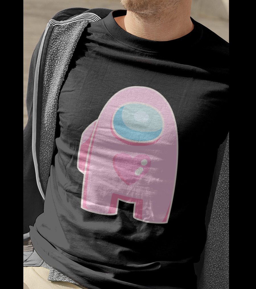 Pink Heart Among Us Crewmate Character T-Shirt