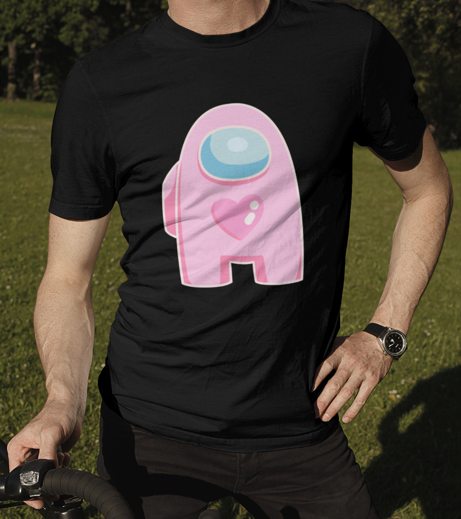 Pink Heart Among Us Crewmate Character T-Shirt