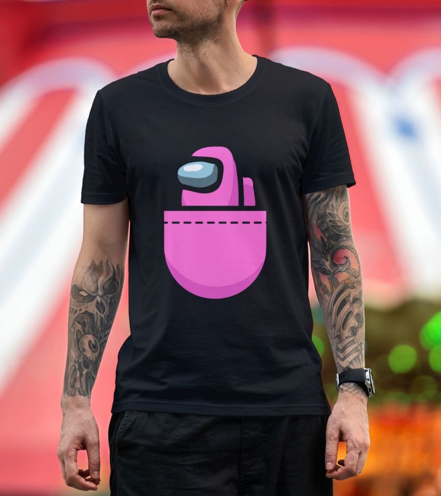 Among Us Pink Crewmate Pocket T-Shirt