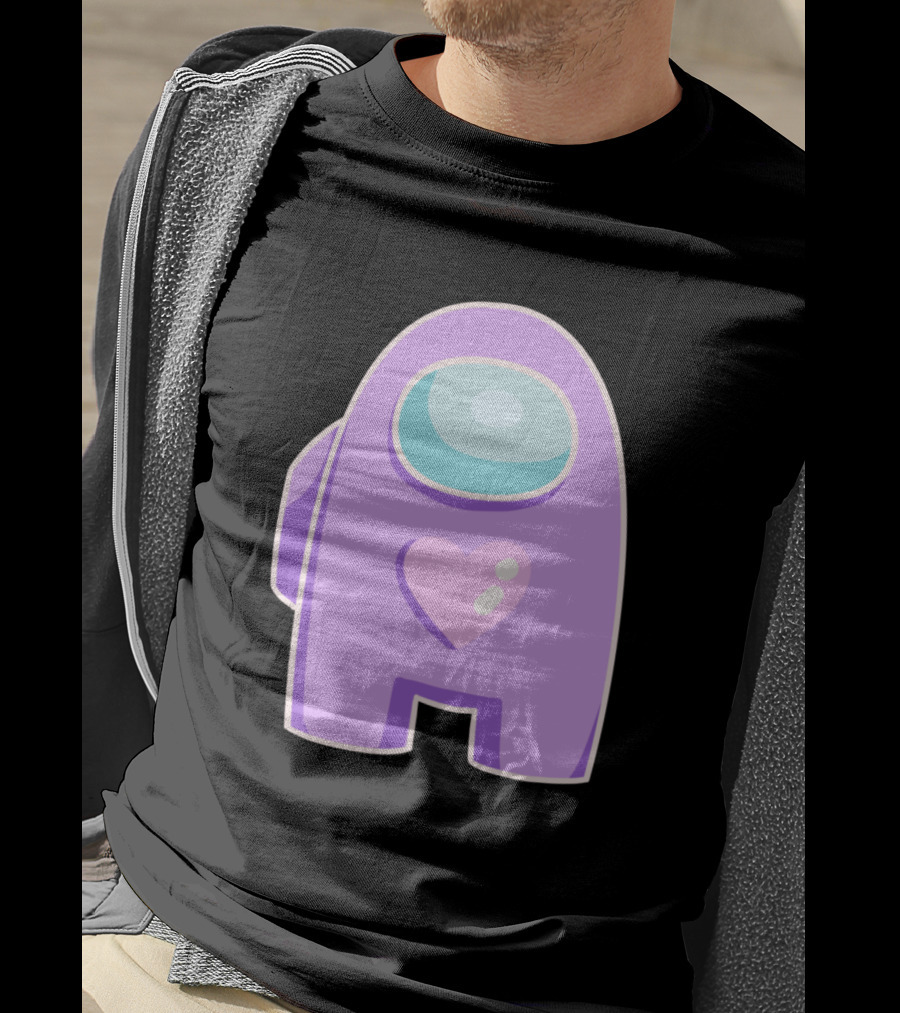 Purple Among Us Crewmate With Heart T-Shirt