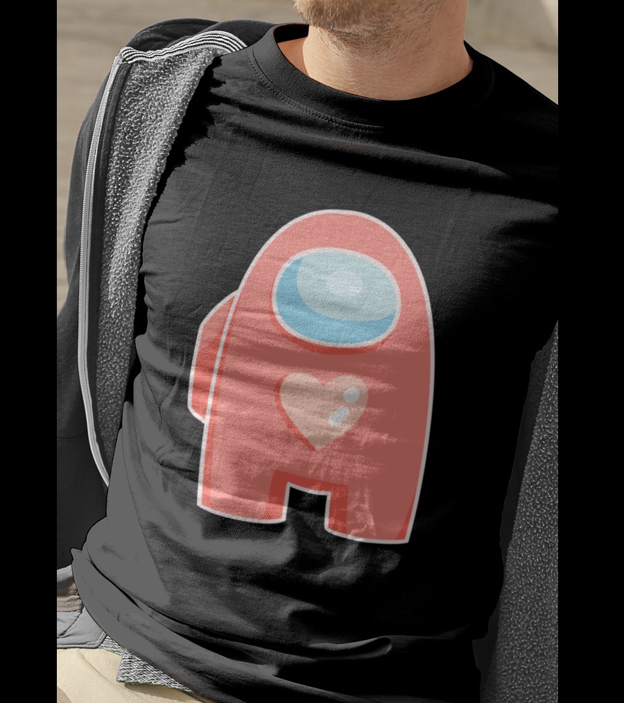 Red Crewmate With Heart Among Us T-Shirt