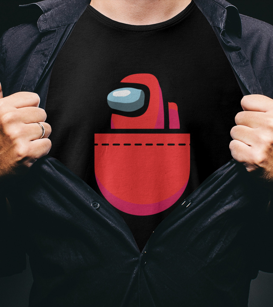 Red Crewmate Pocket Among Us Crewmate T-Shirt