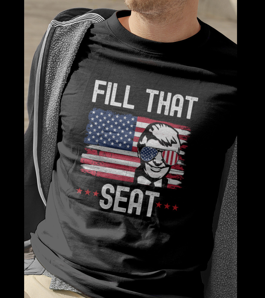 Fill That Seat Patriotic Flag Glasses Face T-Shirt