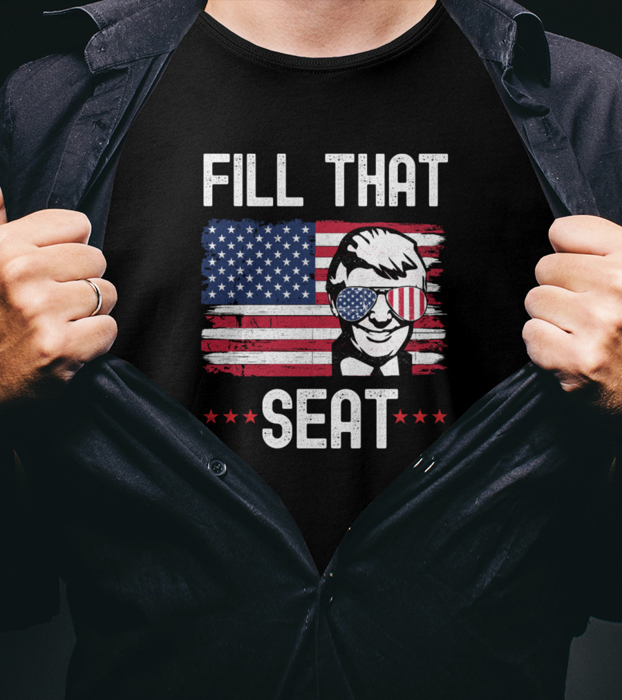 Fill That Seat Patriotic Flag Glasses Face T-Shirt