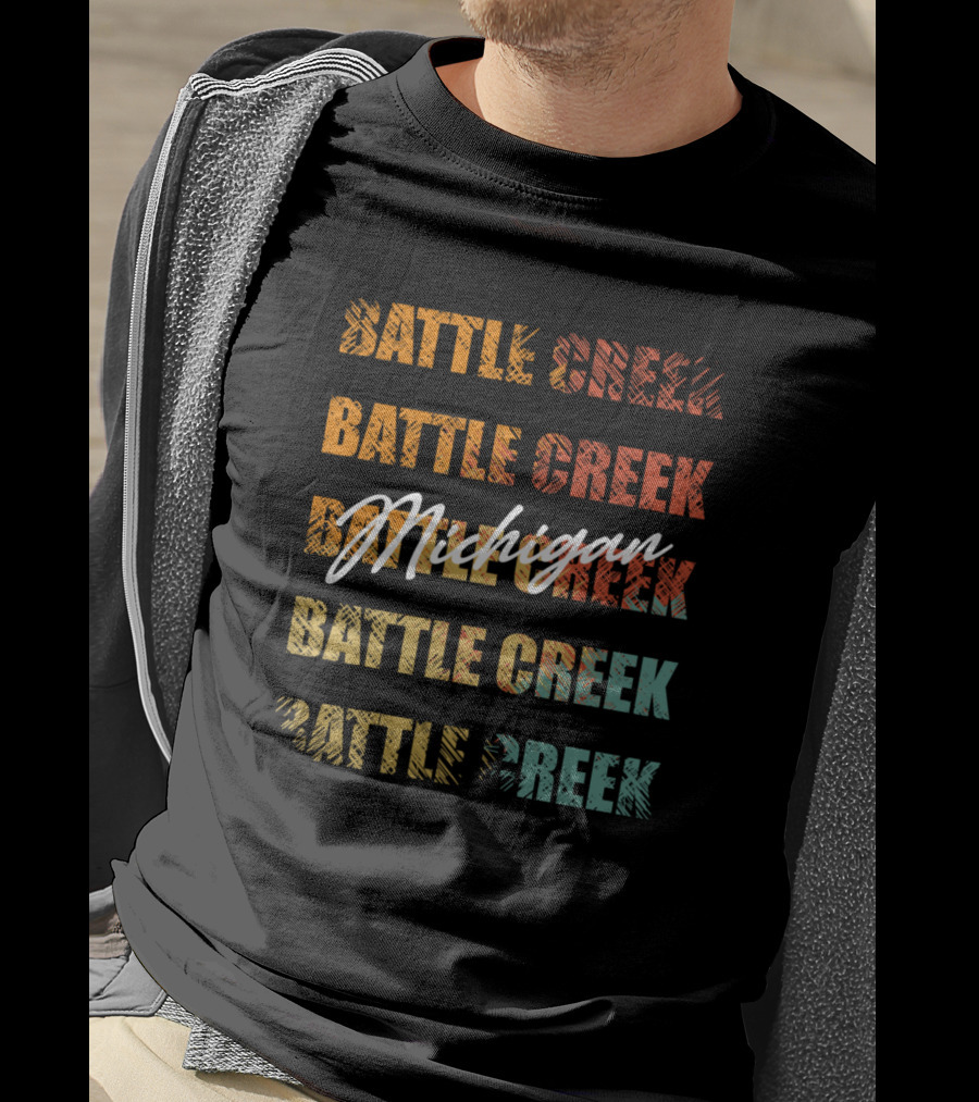 Battle Creek Michigan Retro Vintage Text T-Shirt