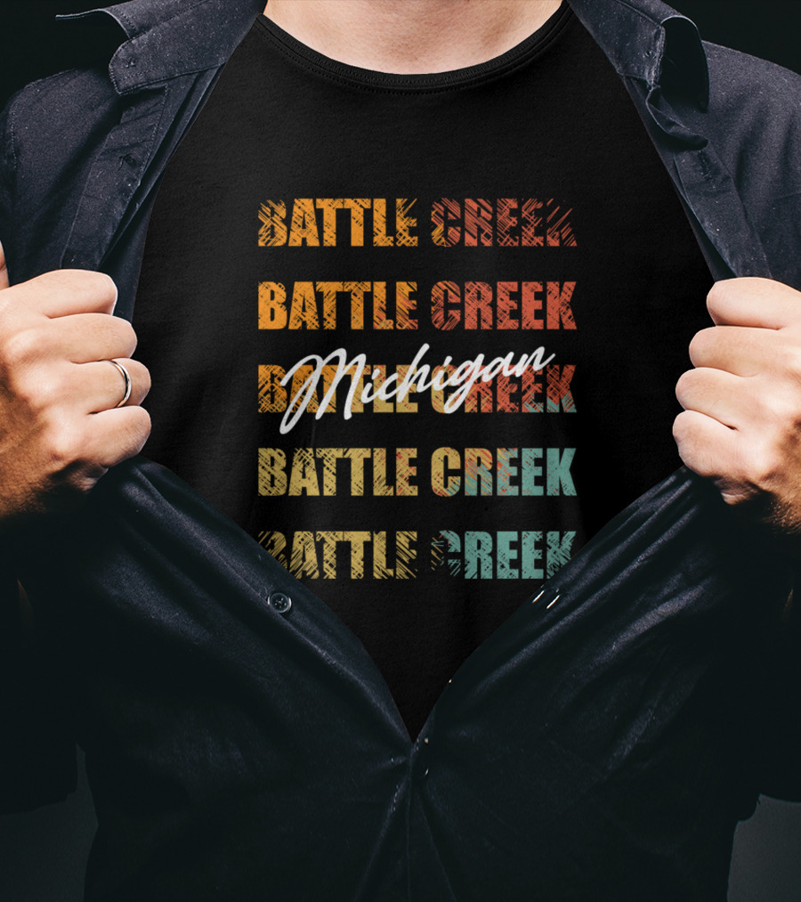 Battle Creek Michigan Retro Vintage Text T-Shirt