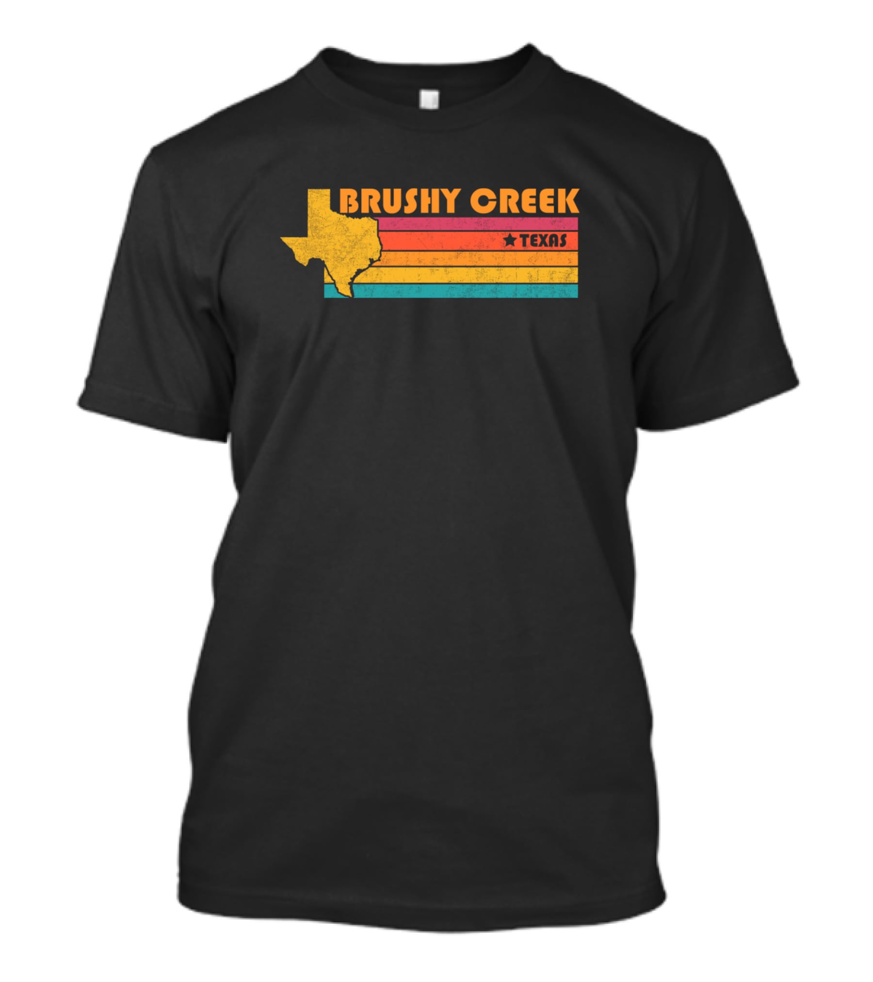 Brushy Creek Texas Vintage Stripes And Star Map T-Shirt