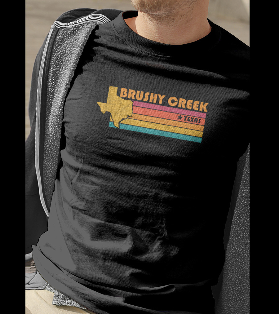 Brushy Creek Texas Vintage Stripes And Star Map T-Shirt