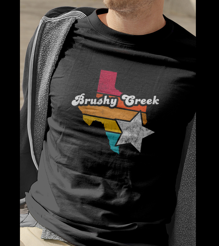 Brushy Creek Texas Retro Texas Map With Star T-Shirt