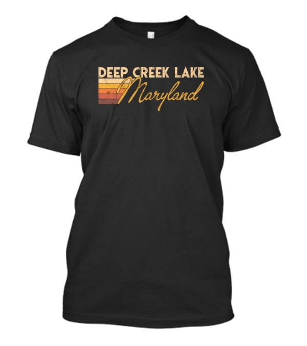 Deep Creek Lake Maryland Vintage Sunset Stripes T-Shirt