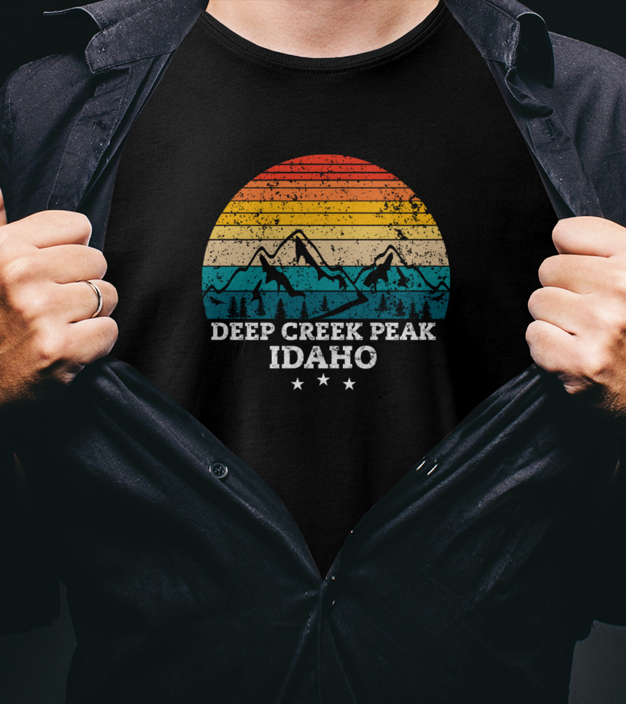 Deep Creek Peak Idaho Vintage Mountains Retro Sunset Wilderness T-Shirt