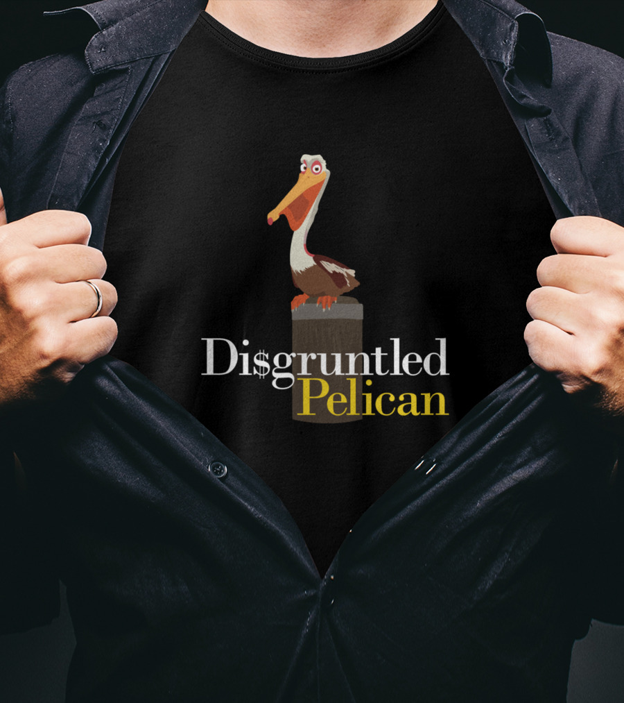 Di$Gruntled Pelican Perched Wooden Post T-Shirt