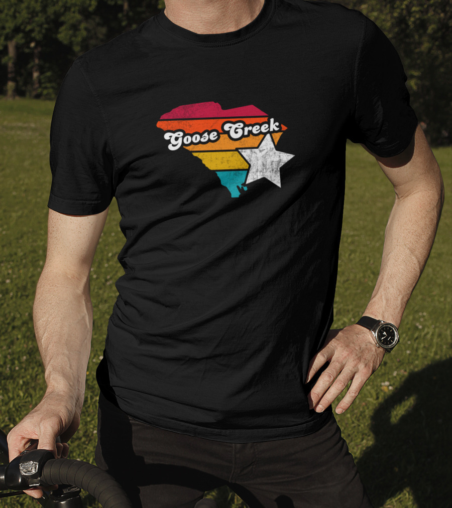 Goose Creek South Carolina State Map Retro Stripes Star T-Shirt