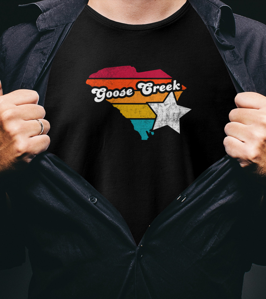 Goose Creek South Carolina State Map Retro Stripes Star T-Shirt