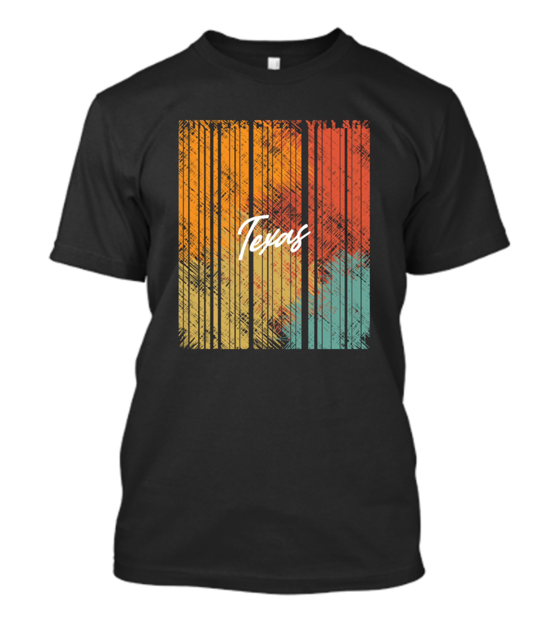 Hunters Creek Village Texas Vintage Retro Style Stripes T-Shirt