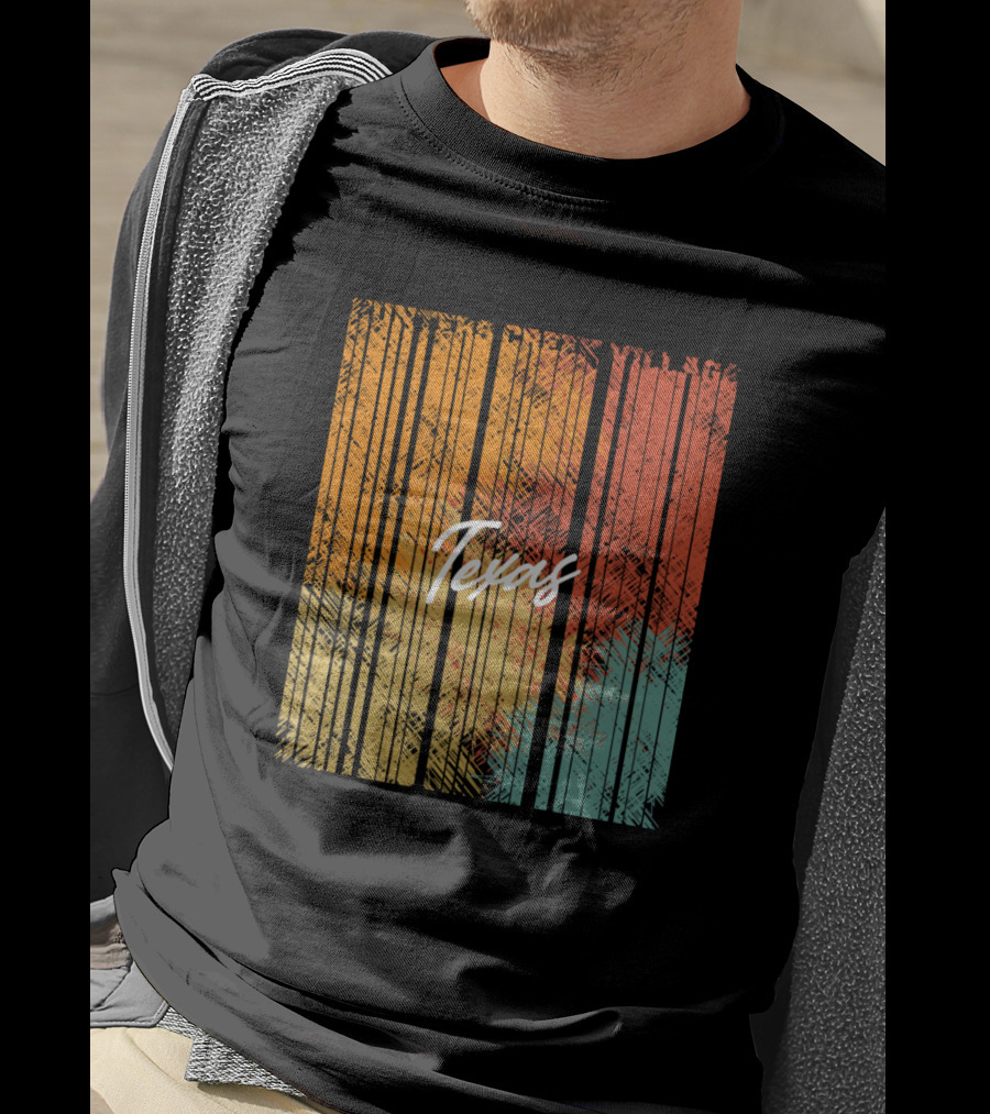 Hunters Creek Village Texas Vintage Retro Style Stripes T-Shirt