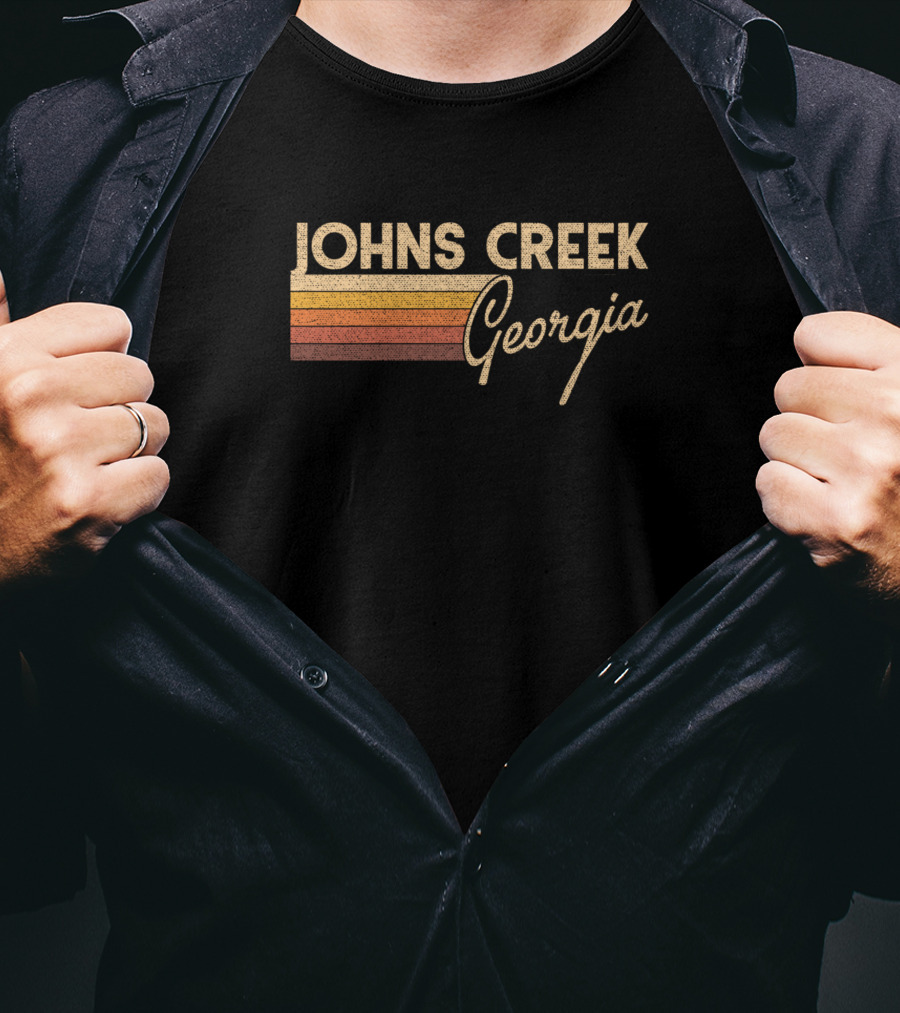 Johns Creek Georgia Vintage Retro Stripe T-Shirt