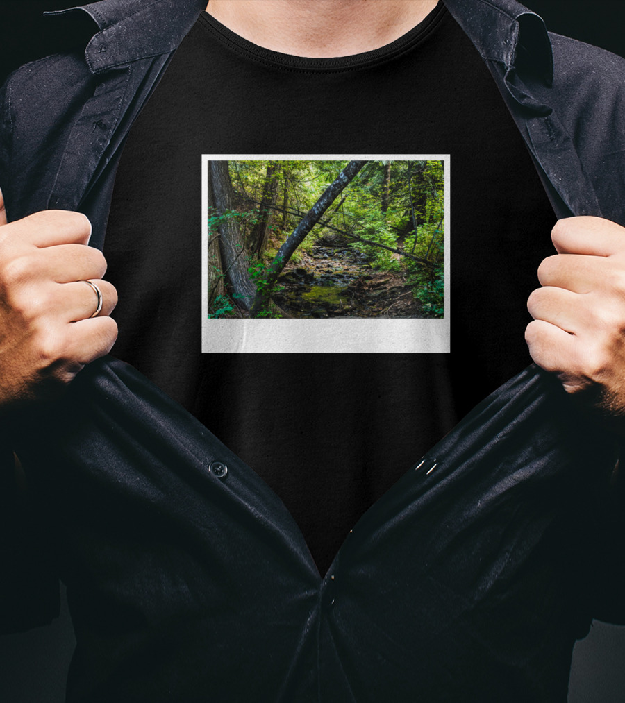 Little Creek Falls Forest Stream Scene T-Shirt