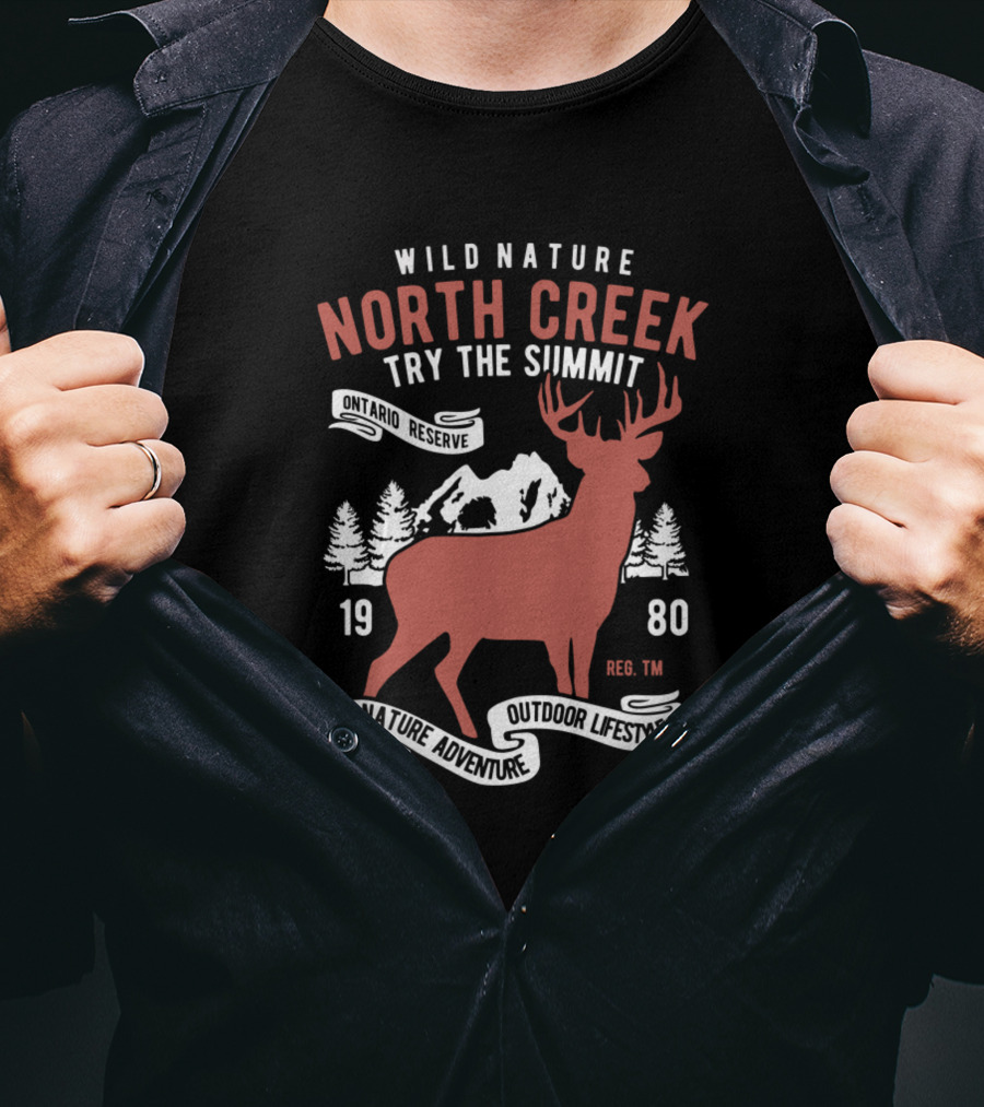 Wild Nature North Creek Try The Summit Ontario Reserve Nature Adventure Outdoor Lifestyle 1980 T-Shirt