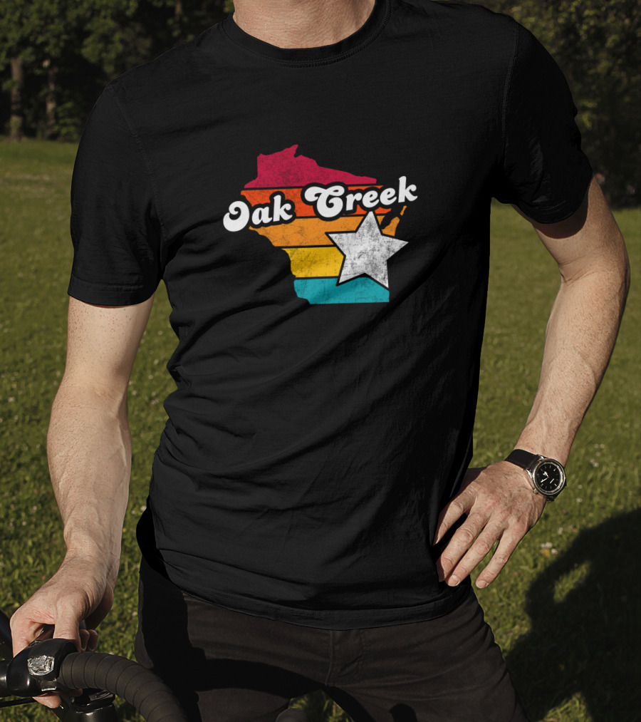 Oak Creek Wisconsin Retro Map With Star T-Shirt