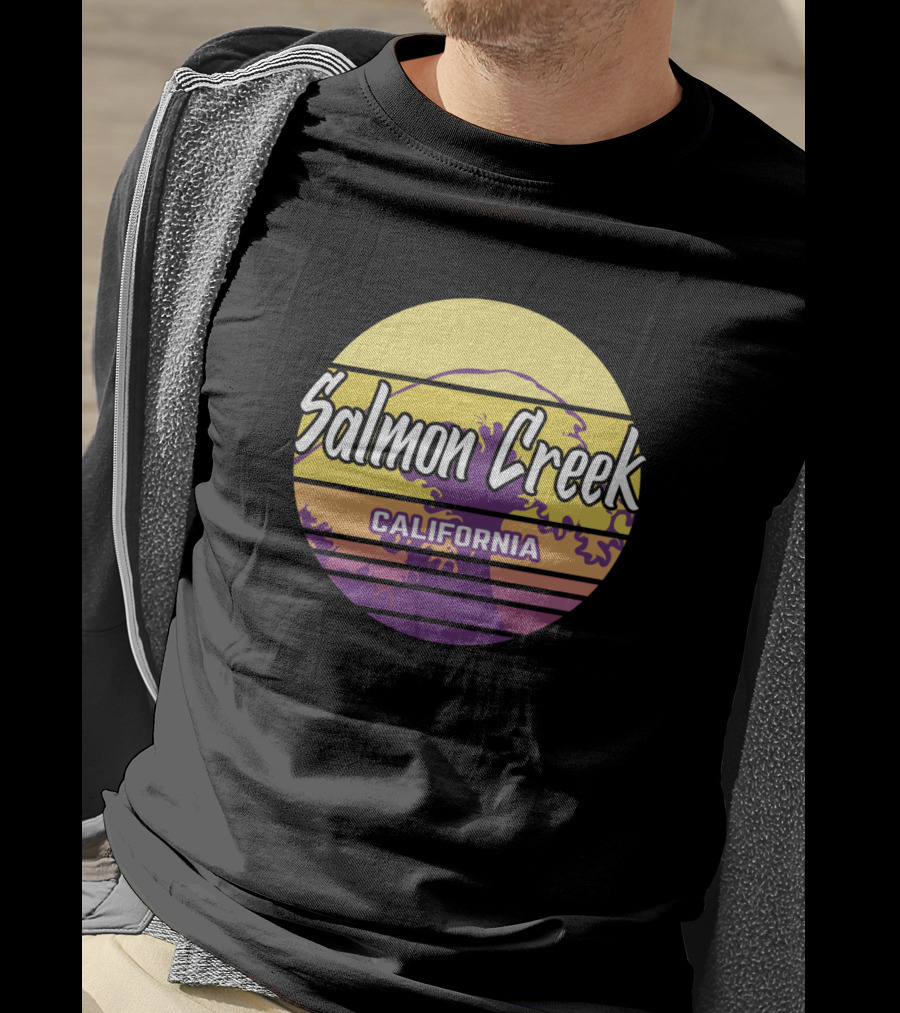 Salmon Creek California Retro Wave Sunset Circle T-Shirt