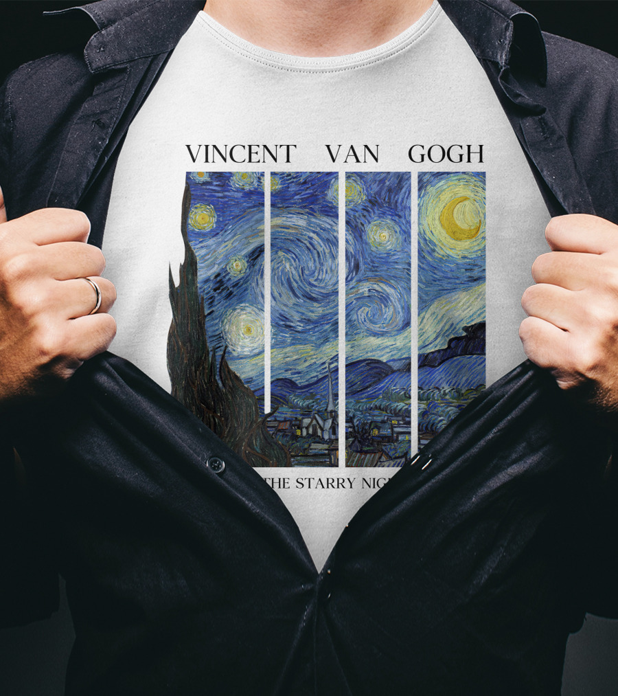 Vincent Van Gogh The Starry Night Quadrant Series T-Shirt