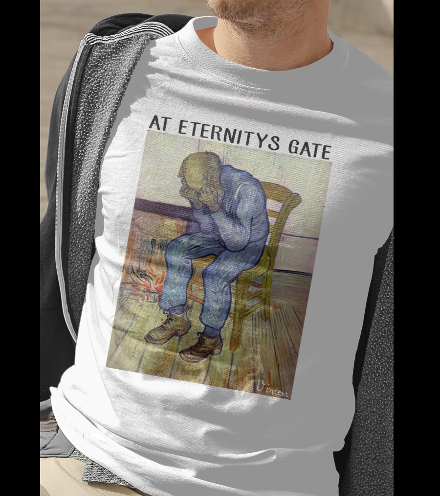 At Eternitys Gate Vincent Van Gogh Vintage Painting Chair Fire Mood T-Shirt