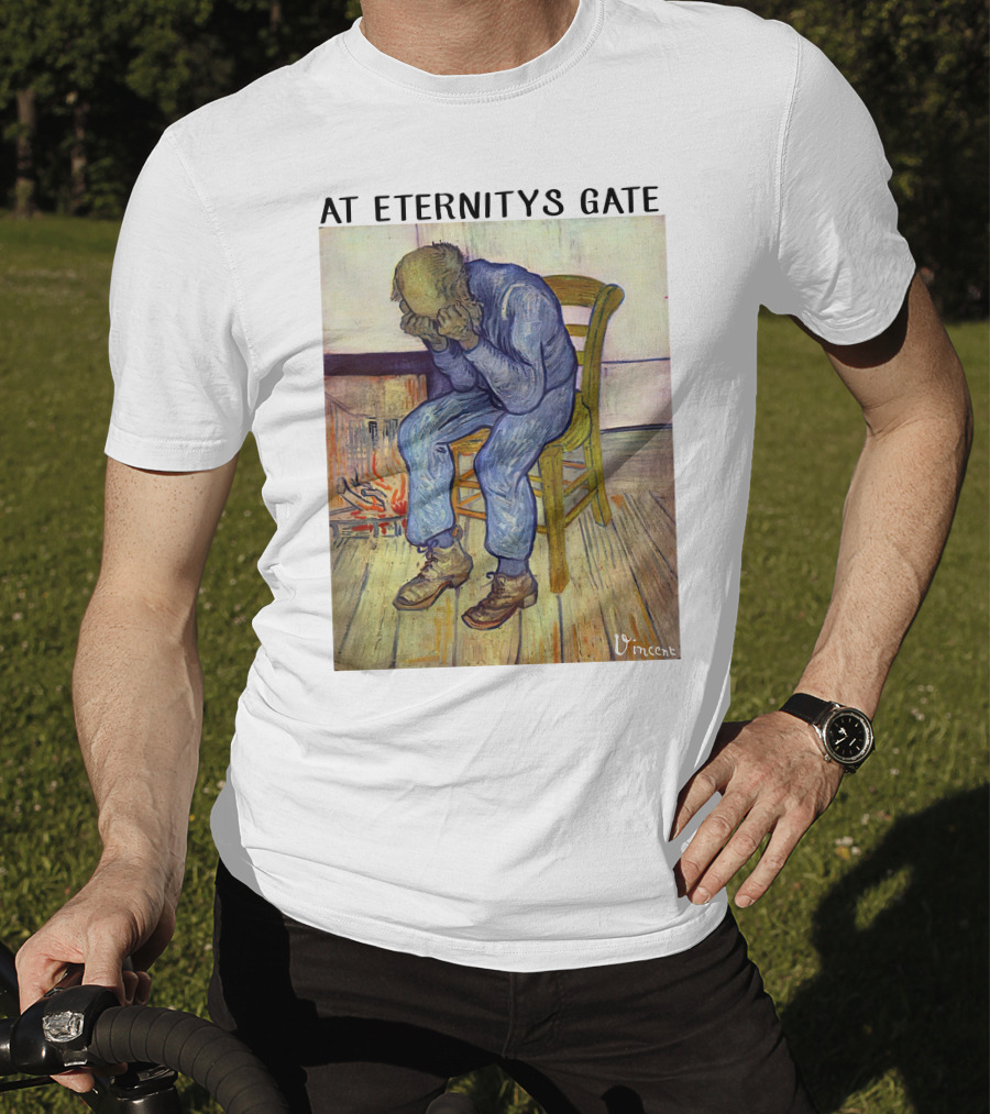 At Eternitys Gate Vincent Van Gogh Vintage Painting Chair Fire Mood T-Shirt