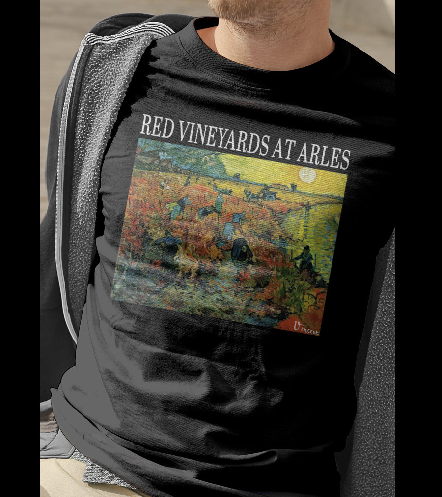 Red Vineyards At Arles Vincent Van Gogh Painting Dark T-Shirt