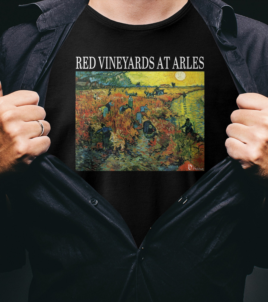 Red Vineyards At Arles Vincent Van Gogh Painting Dark T-Shirt