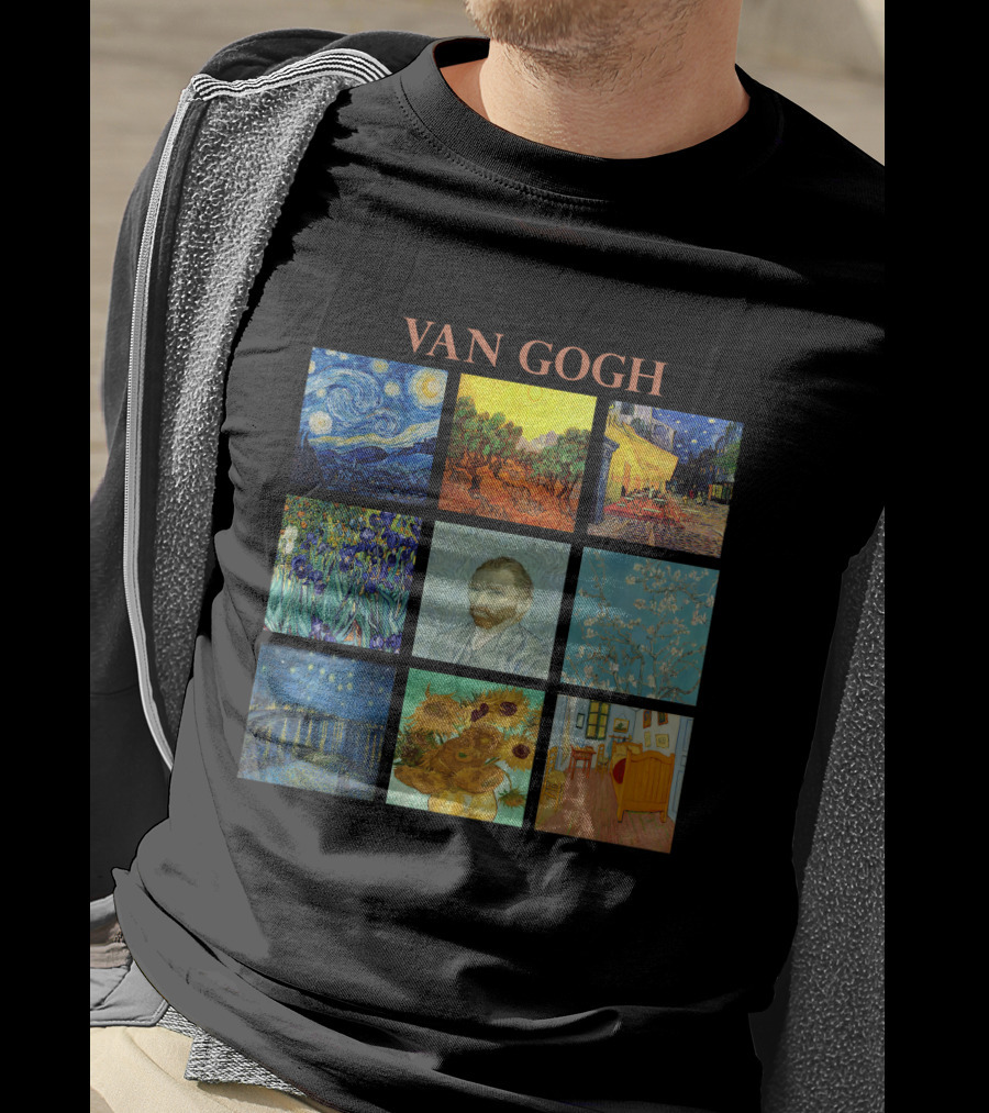 Van Gogh Starry Night Sunflowers Irises Café Terrace Almond Blossoms Portrait Bedroom T-Shirt