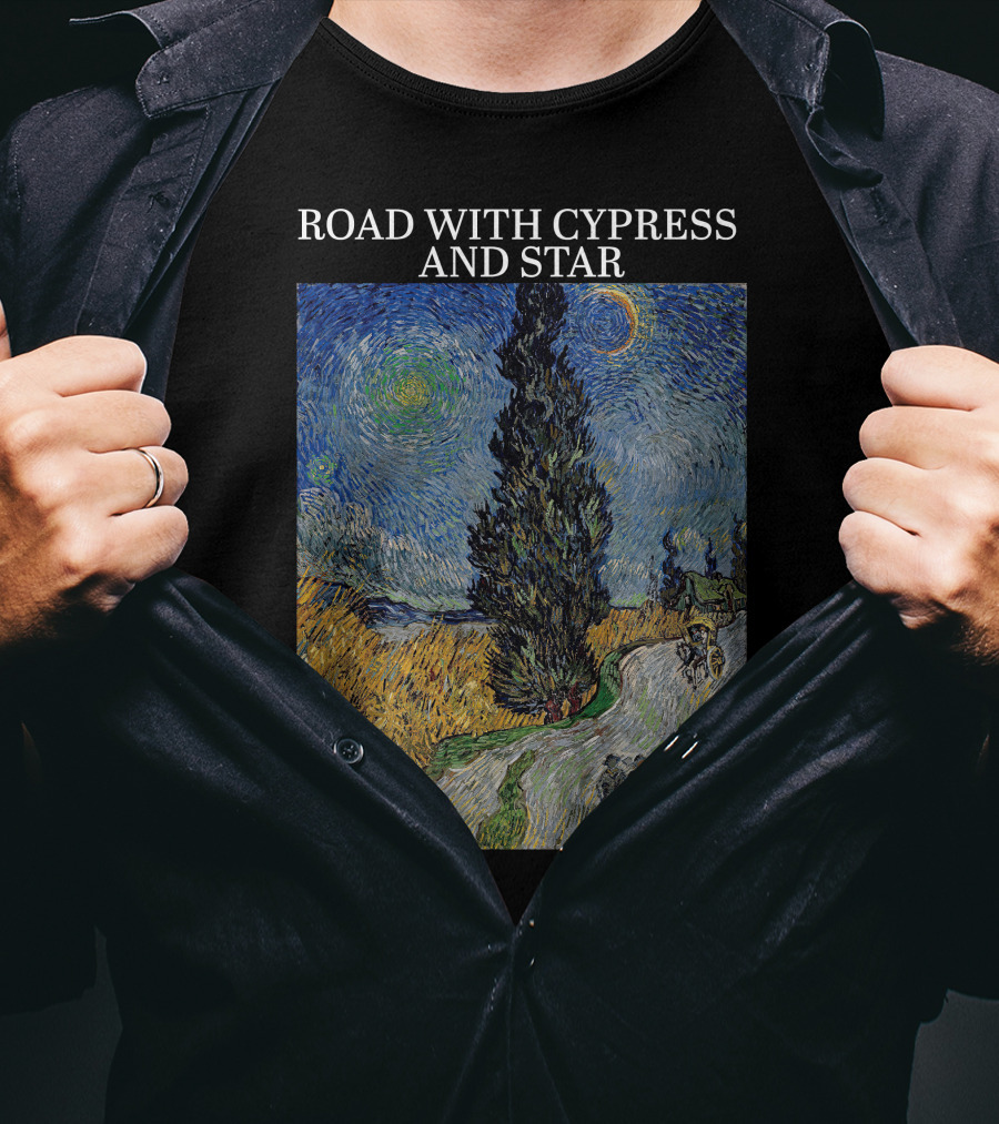 Vincent Van Gogh Road With Cypress And Star T-Shirt
