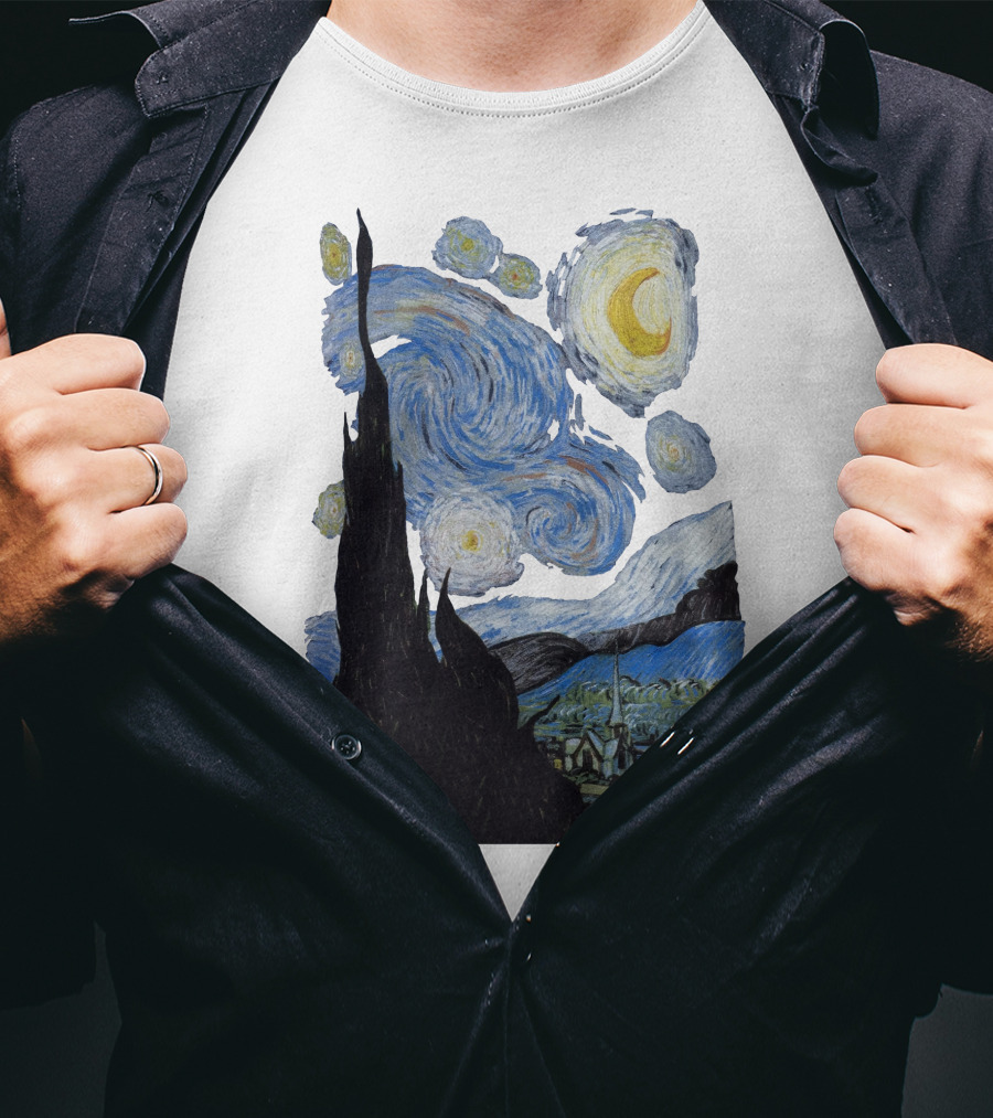 Starry Night Vincent Van Gogh Painting Swirls And Sky T-Shirt