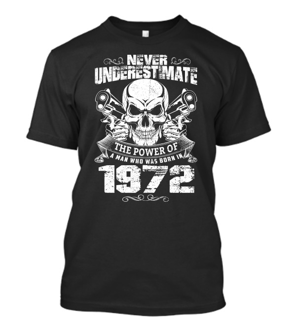 Never Underestimate The Power Of A Man Who Was Born In 1972 Skull Pistons T-Shirt