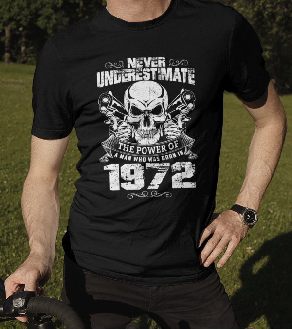 Never Underestimate The Power Of A Man Who Was Born In 1972 Skull Pistons T-Shirt