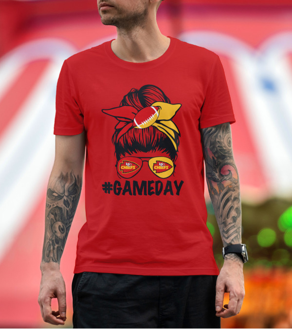 Premium T-Shirt: Kansas City Chiefs Game Day Eyewear and Headscarf Style Football Fan Accessory T-Shirt Kansas City Chiefs Game Day Eyewear and Headscarf Style Football Fan Accessory T-Shirt