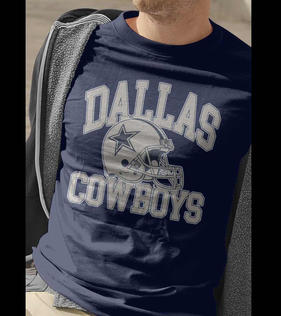 Dallas Cowboys Star Helmet Iconic Team Name T-Shirt