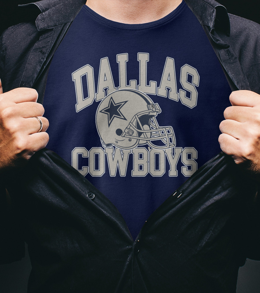 Dallas Cowboys Star Helmet Iconic Team Name T-Shirt