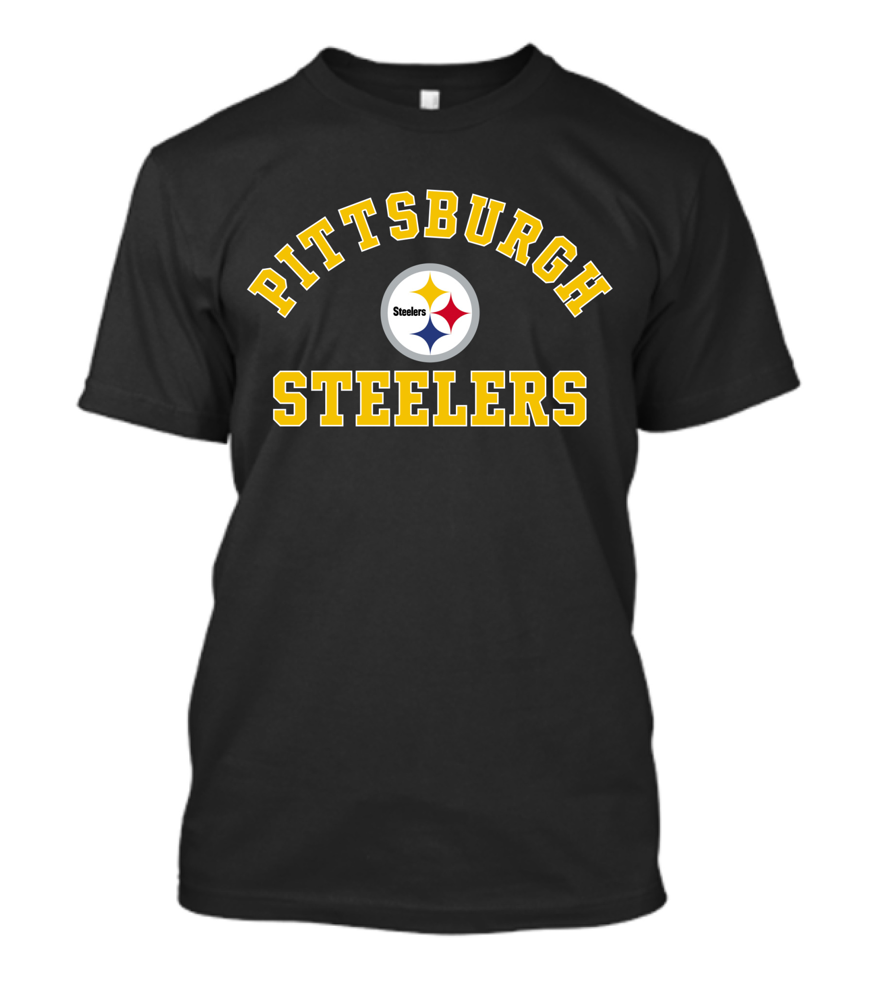 Pittsburgh Steelers NFL Team Logo Classic Yellow Text On Gray Background T-Shirt