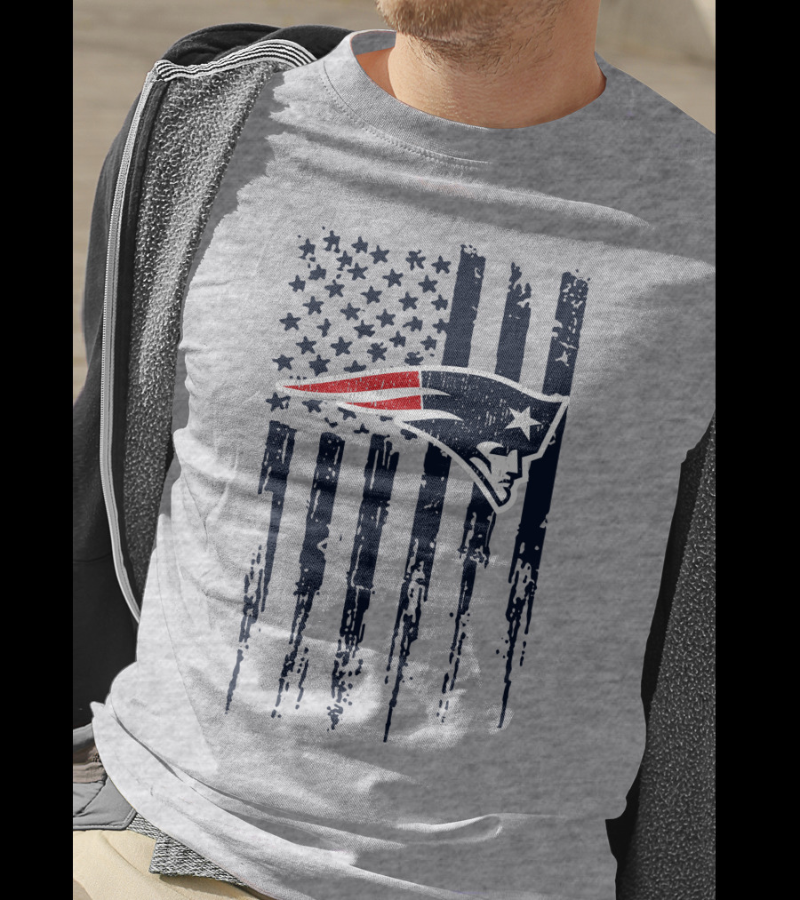 New England Patriots American Flag Patriot Head T-Shirt