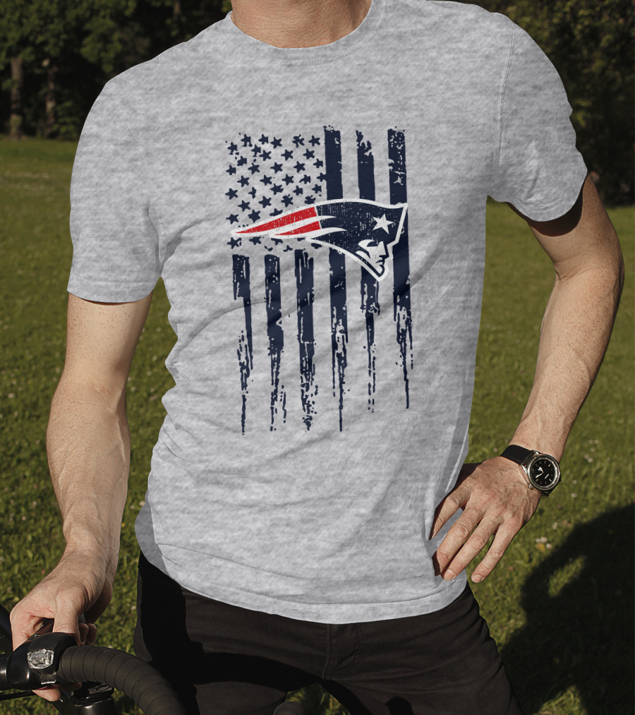 New England Patriots American Flag Patriot Head T-Shirt